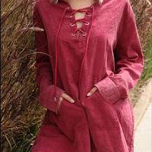 Lace- Up Mineral Washed Hoodie - Picture 7 of 7